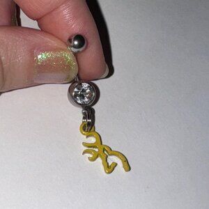 Yellow Browning Dangle Belly Ring